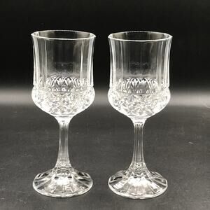 Vintage Cristal De Flandre Set of 2 Wine Glasses Fascination Pattern Crystal